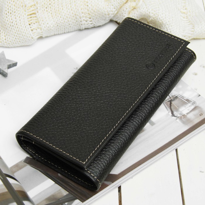 Кошелёк женский, 2 отдела, для карт, для монет, флотер, цвет чёрный