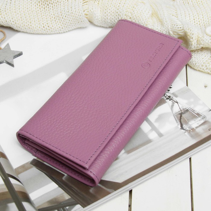 Кошелёк женский, 2 отдела, для карт, для монет, флотер, цвет сиреневый