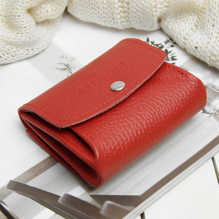 Портмоне-монетница, 2 отдела на клапане, флотер, цвет красный