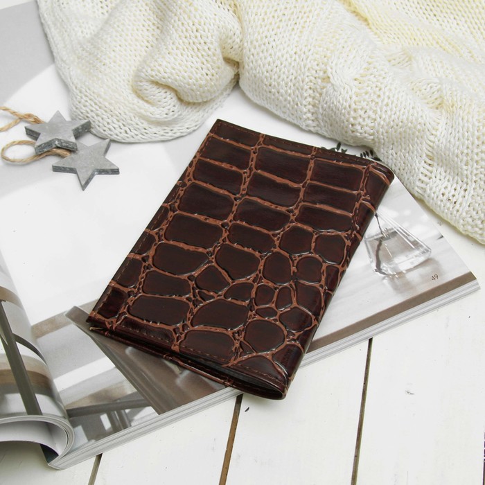 Обложка для автодокументов, скат, цвет светло-коричневый