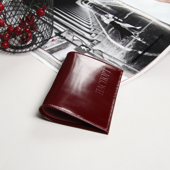 Обложка для паспорта, 5 карманов для карт, шик, цвет бордовый