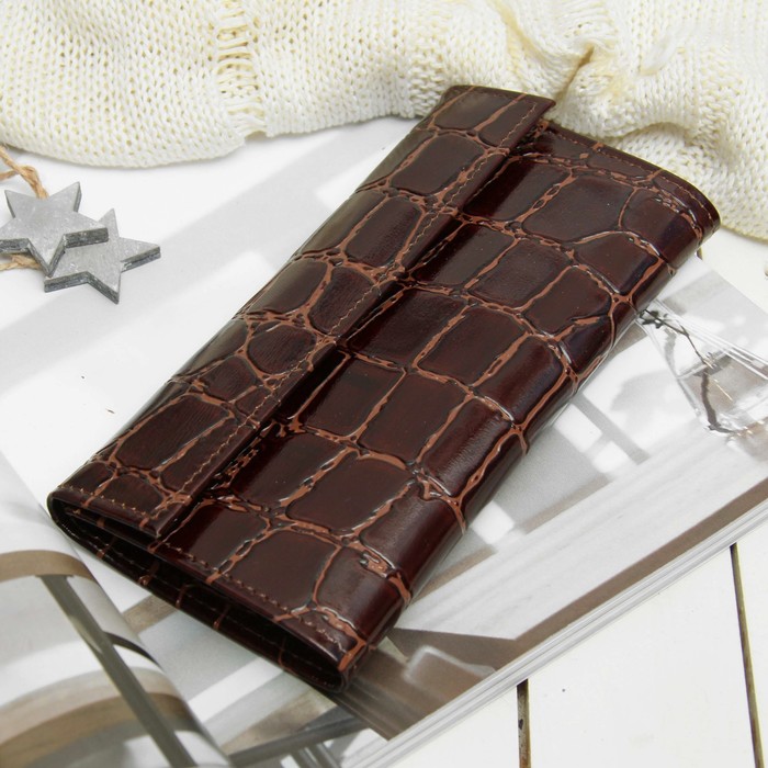 Кошелёк женский, 2 отдела, для карт, для монет, скат, цвет светло-коричневый