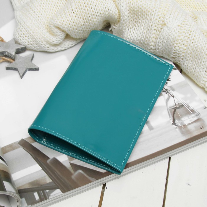 Обложка для паспорта, 5 карманов для карт, шик, цвет бирюзовый