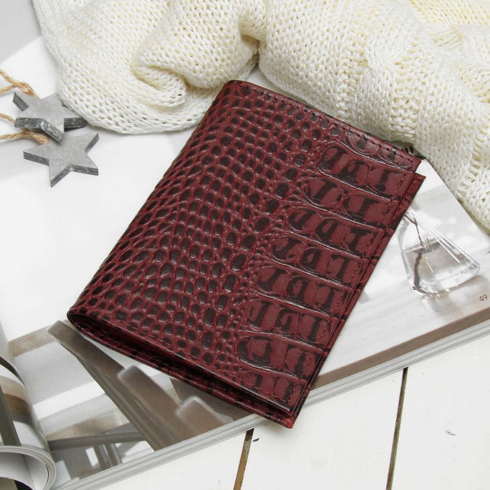 Обложка для паспорта Textura, 5 карманов для карт, кайман бордо