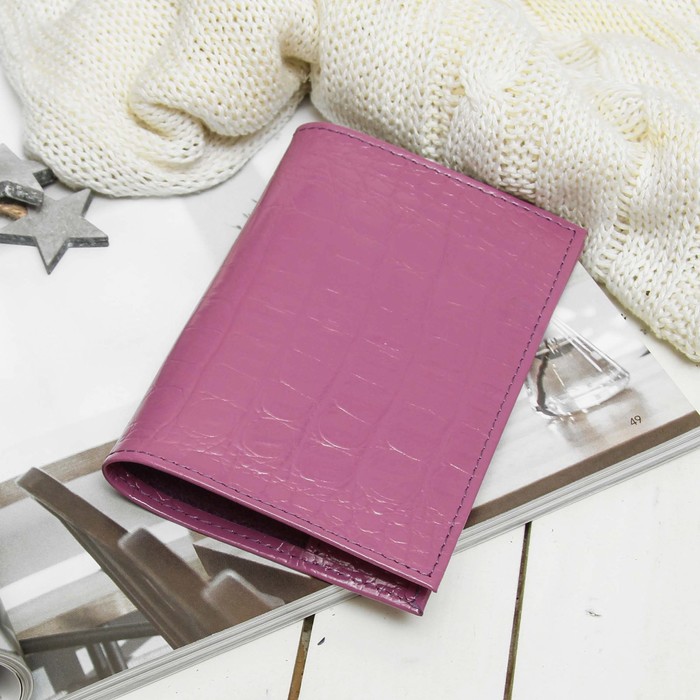 Обложка для паспорта, 5 карманов для карт, кайман, цвет сиреневый