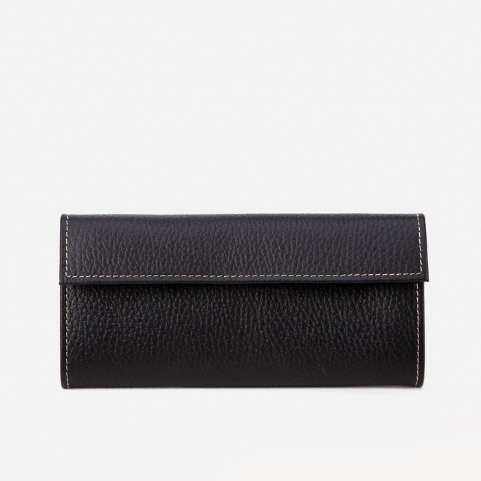 Кошелёк женский, 2 отдела, для карт, для монет, флотер, цвет чёрный