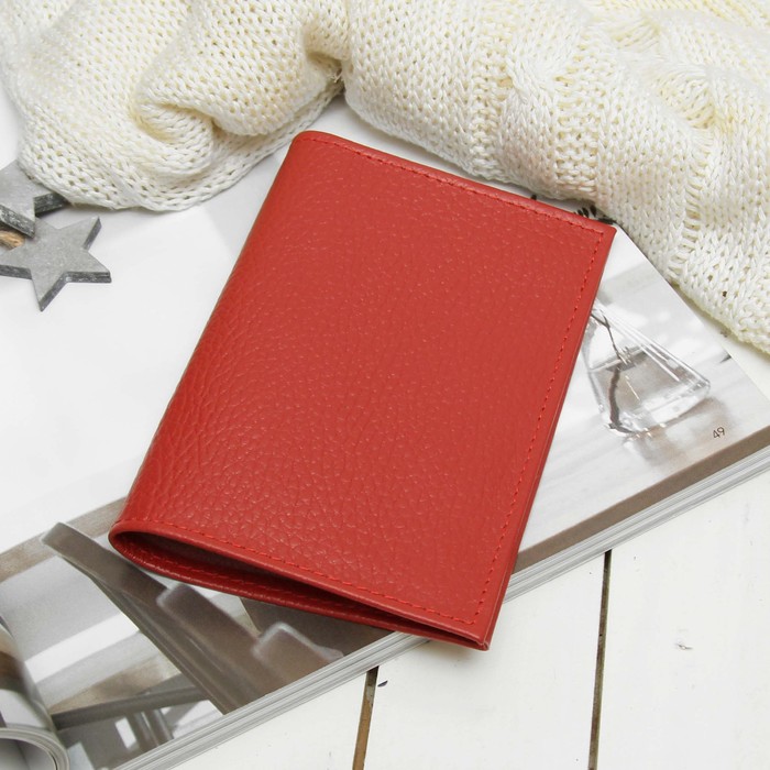 Обложка для паспорта, 5 карманов для карт, флотер, цвет красный