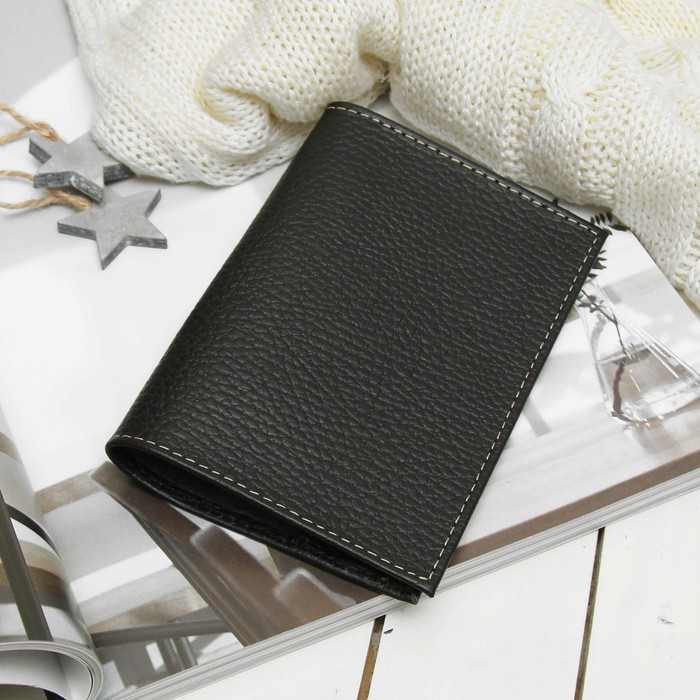 Обложка для паспорта, 5 карманов для карт, флотер, цвет чёрный