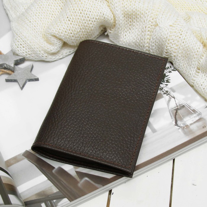 Обложка для паспорта, 5 карманов для карт, флотер, цвет тёмно-коричневый