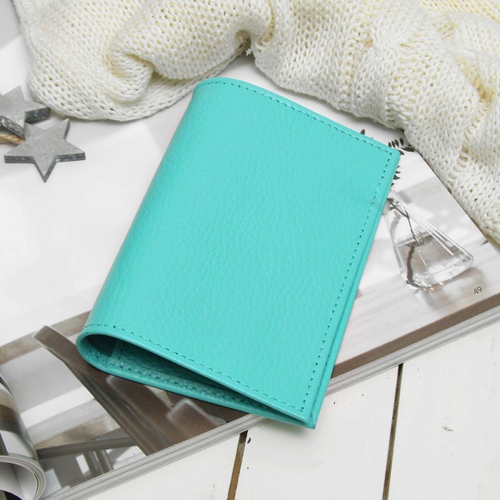 Обложка для паспорта, 5 карманов для карт, флотер, цвет бирюзовый