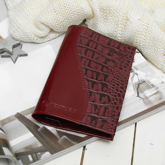 Обложка для паспорта, шик, цвет бордовый