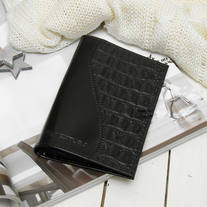 Обложка для паспорта, шик, цвет чёрный