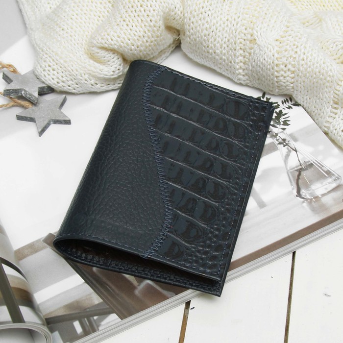 Обложка для паспорта, флотер, цвет синий