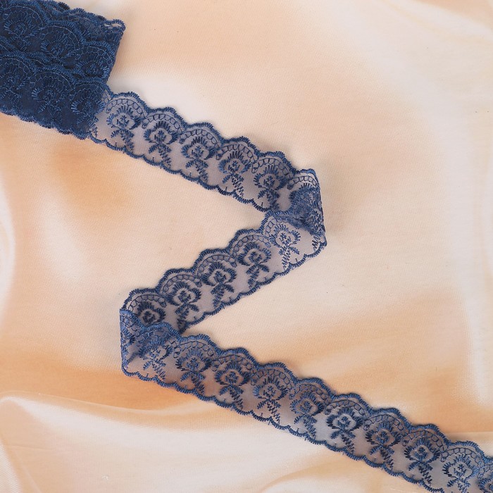 Кружево для свадебного декора, ширина 4 см длина 3 м, цвет синий