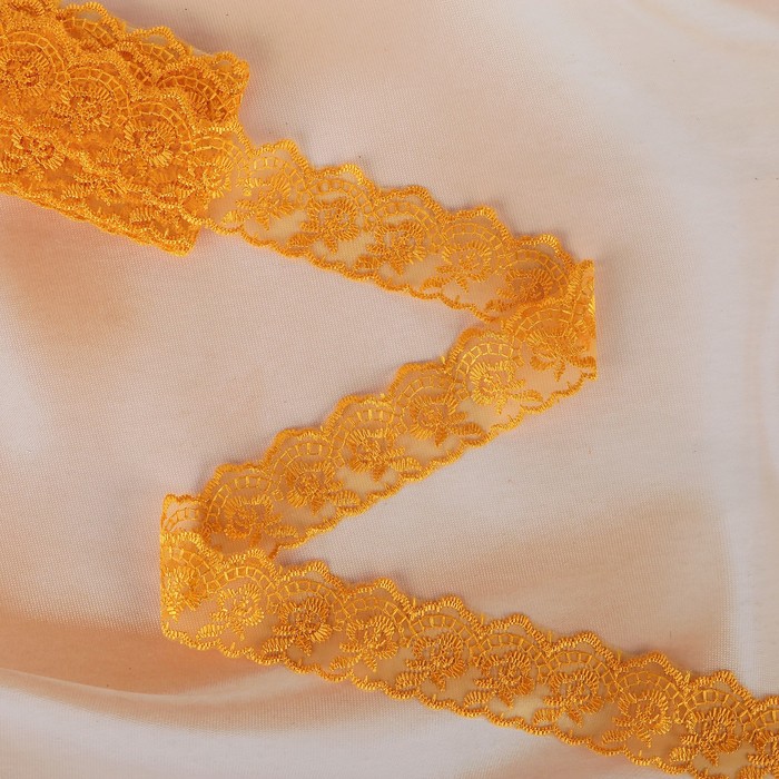 Кружево для свадебного декора, ширина 4 см длина 3 м, цвет оранжевый