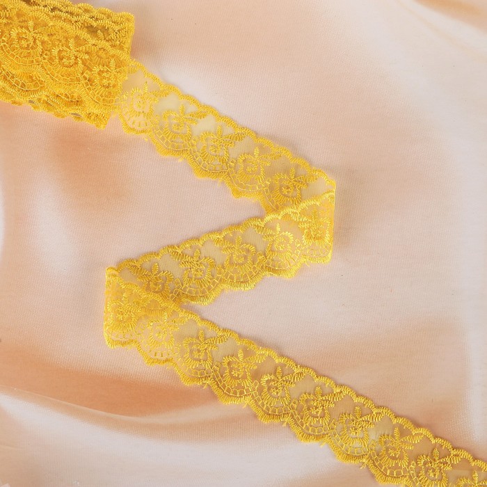 Кружево для свадебного декора, ширина 4 см длина 3 м, цвет желтый