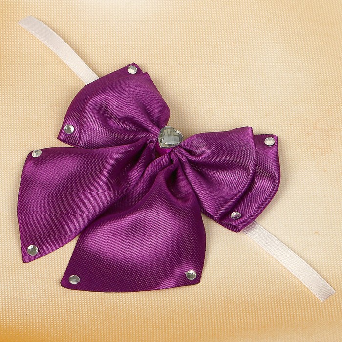Бант свадебный для декора «Двойной с бусинами» D-9 см 2 шт,цвет фиолетовый