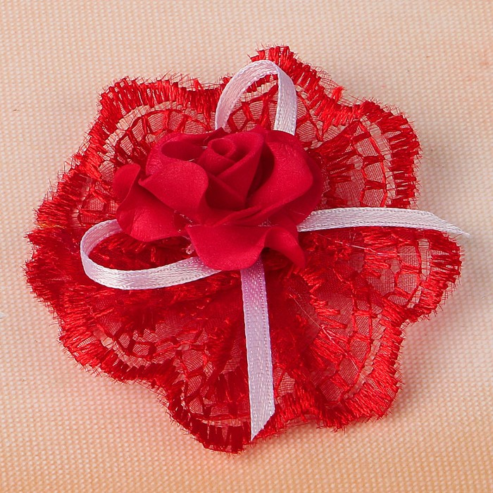 Бант свадебный для декора «Кружевной» D-6 см 2 шт, красный