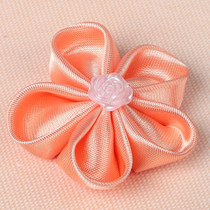 Бант свадебный для декора «Канзаши» D-4-4,5 см 4 шт, цвет персиковый