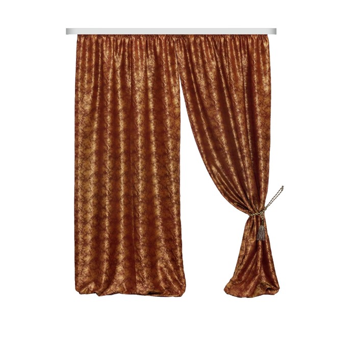 Комплект штор с подхватами 03368 "Ожидание", ш 150 х в 260 см - 2 шт, оранжевый