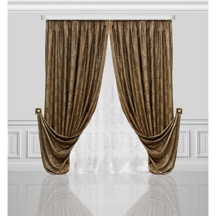Комплект штор 03381 "Театр", ш 180 х в 270 см - 2 шт, коричнево-золотистый