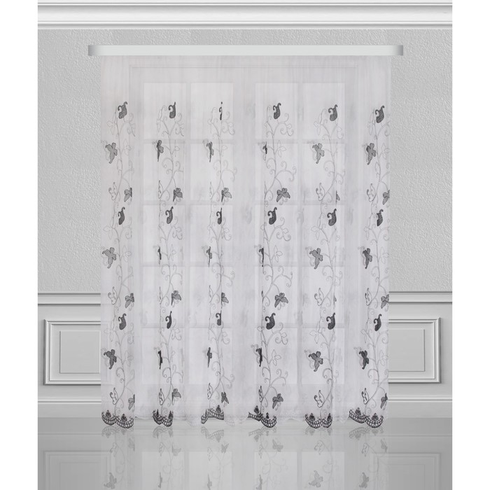 Тюль, размер 350х275 см, чёрно-белый 03402