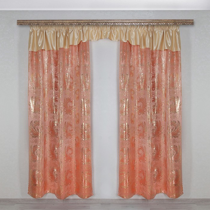 Комплект штор с подхватами 55693 "Классика": штор ш 140 х в 250 см - 2 шт, ламбрекен ш 300 х в 45 см, розовый