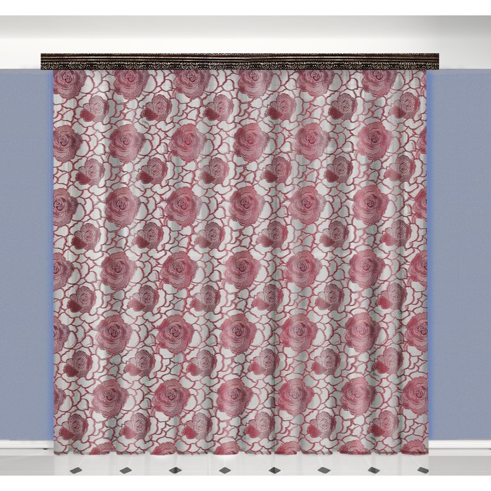 Тюль 777039 "Роза", ш 300 х в 275 см, бордовый