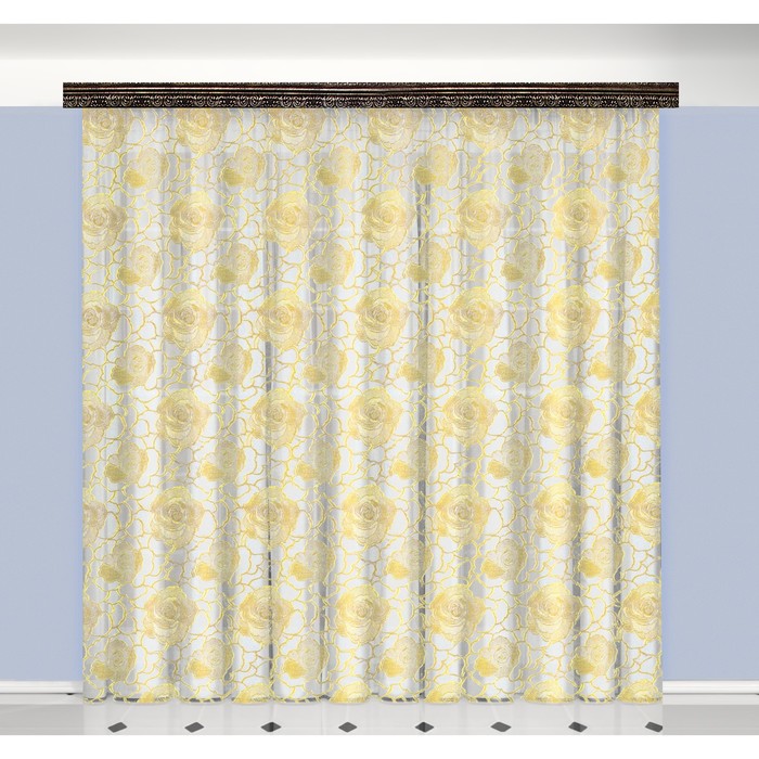 Тюль, размер 300х275 см, светло-жёлтый 777040