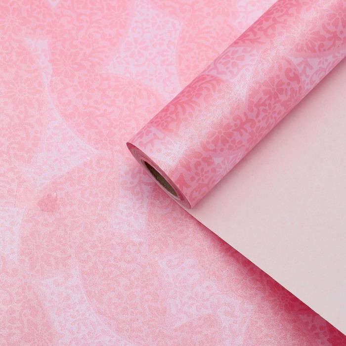 Бумага упаковочная "Листья", двусторонняя, красная, 53 см х 10 м