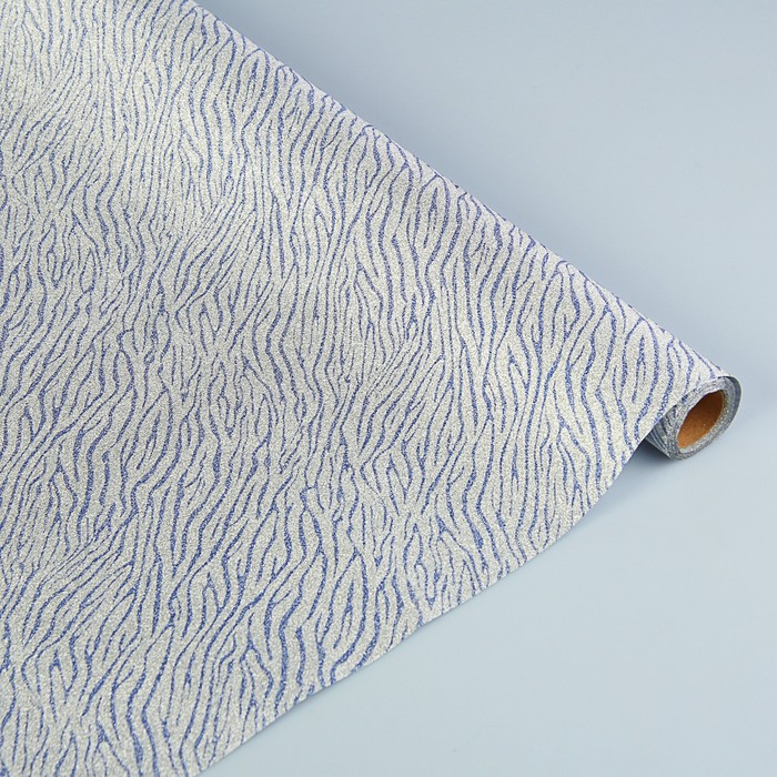 Пленка для цветов и подарков "Голубые полоски на серебре" 0.5 х 5 м