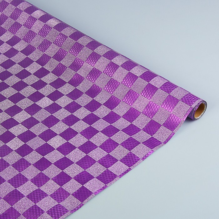 Пленка для цветов и подарков "Клетка" сиреневый 0.5 х 5 м