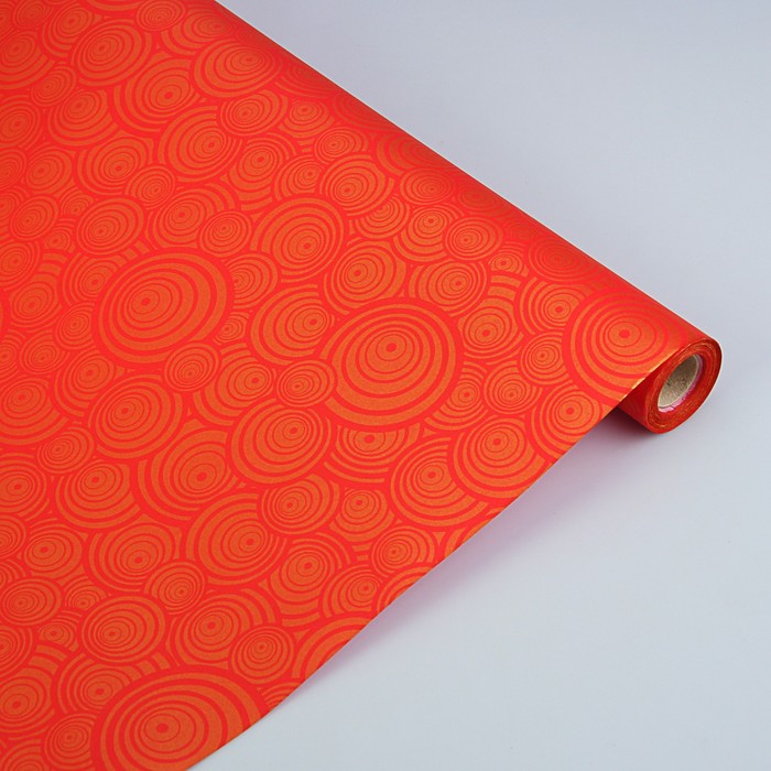 Бумага упаковочная "Круги", двусторонняя, цвет винный, 53 см х 10 м