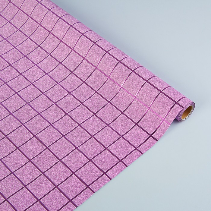 Пленка для цветов и подарков "Розовая клетка" 0.5 х 5 м