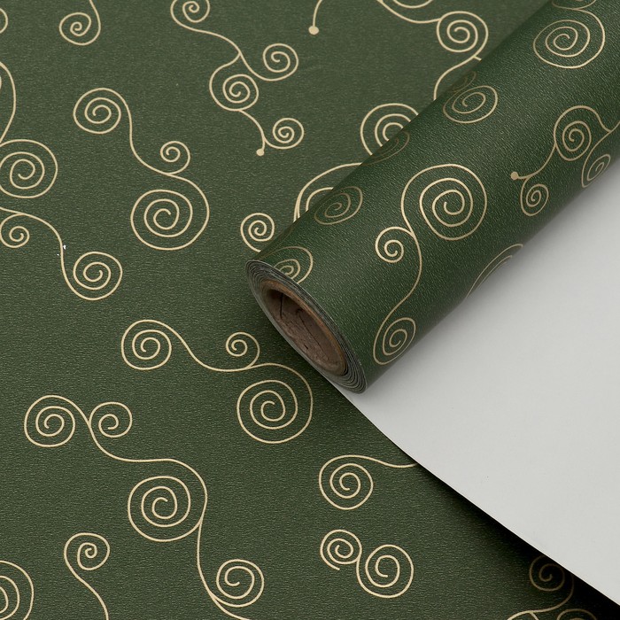 Бумага упаковочная "Морской конёк", двусторонняя, зелёная, 53 см х 10 м