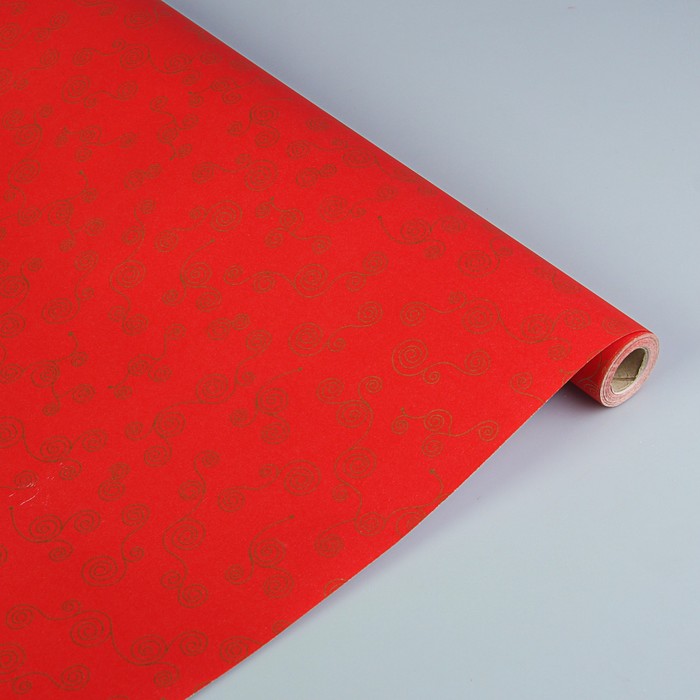 Бумага упаковочная "Морской конёк", двусторонняя, красная, 53 см х 10 м