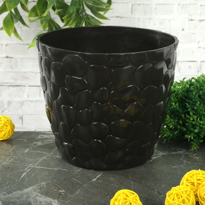 Кашпо 1,4 л "Камни" d=15 см, цвет коричневый