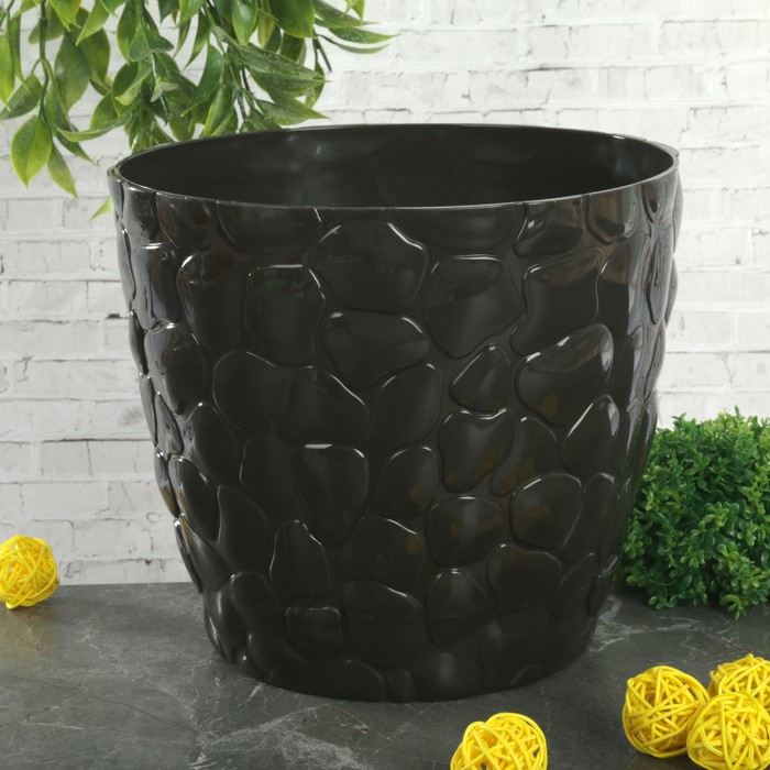 Кашпо 4,8 л "Камни" d=22 см, цвет коричневый