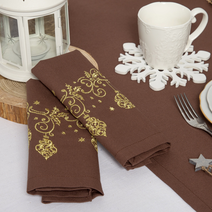 Набор салфеток "Этель" Гирлянда, 40х40 цвет шоколад, 2 шт, с ВМГО хл, 200 гр/м²