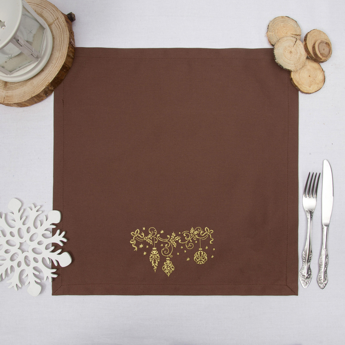 Набор салфеток "Этель" Гирлянда, 40х40 цвет шоколад, 2 шт, с ВМГО хл, 200 гр/м²
