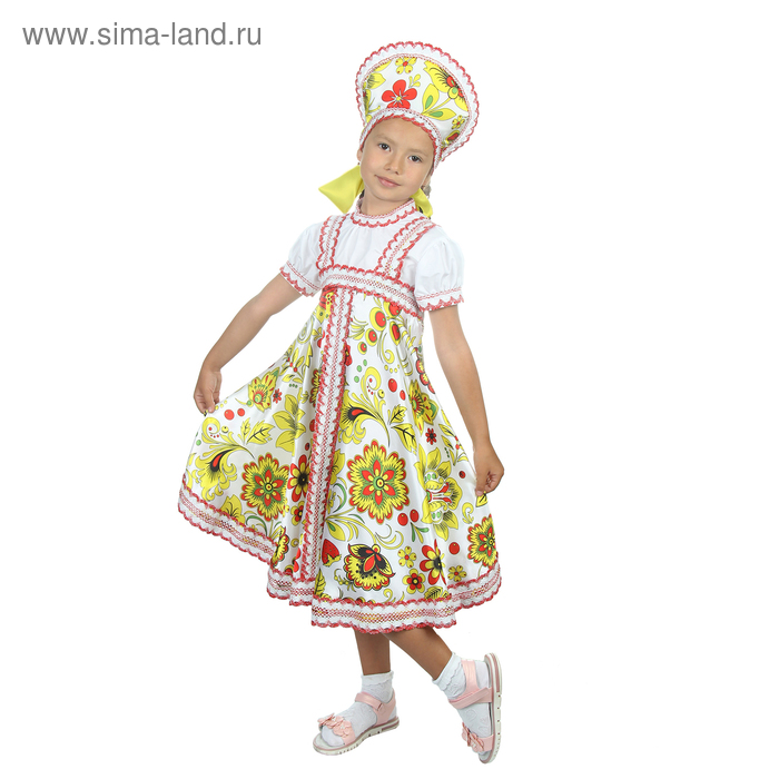 

Русский народный костюм "Хохлома", платье, кокошник, цвет белый, р-р 30, рост 110-116 см