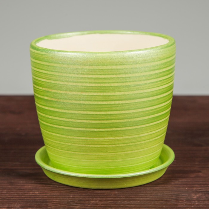 Кашпо "Осень" 0,5 л серпантин фисташка лак