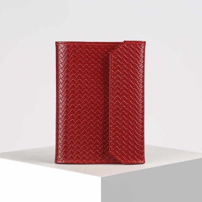 Обложка для документов, плетёнка, цвет красный