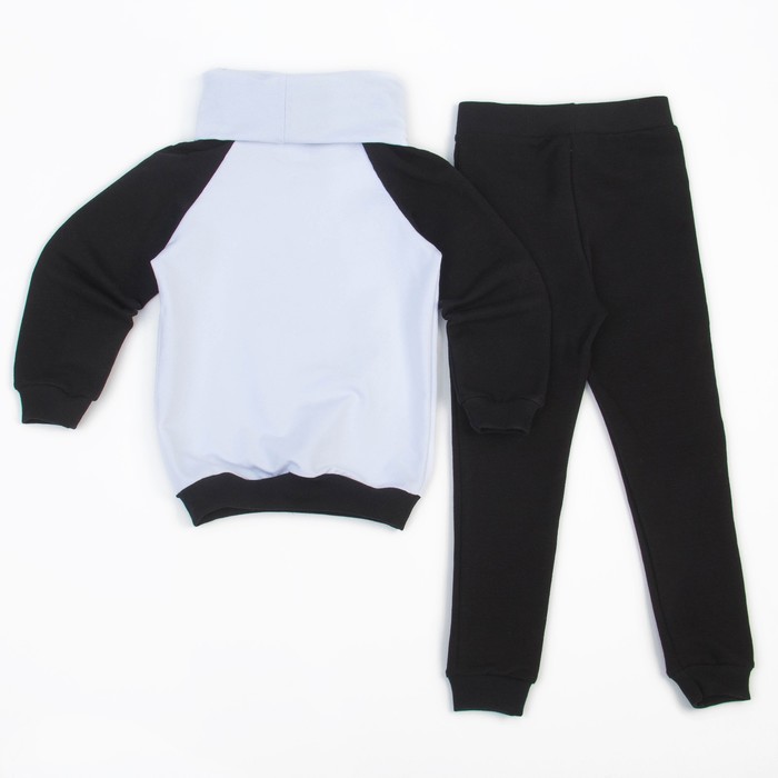 Костюм для мальчика (толстовка, брюки), рост 134 см, цвет черно-белый ОЕ-103