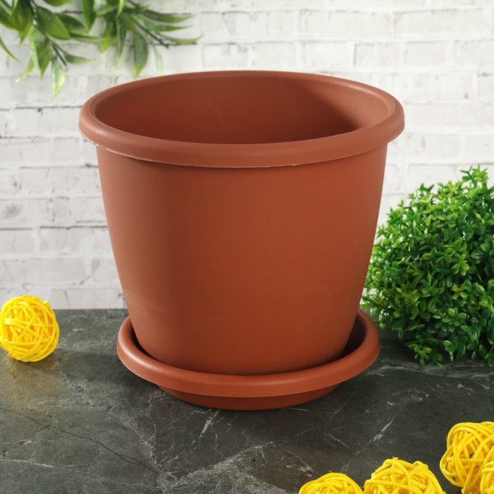 Горшок с поддоном 1,1 л "Афина", цвет коричневый