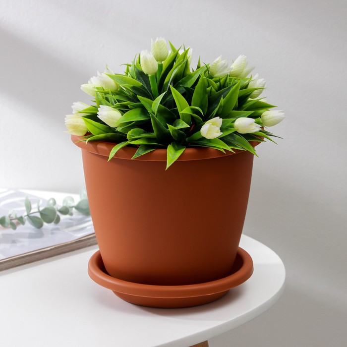 Горшок с поддоном 3 л "Афина", цвет коричневый