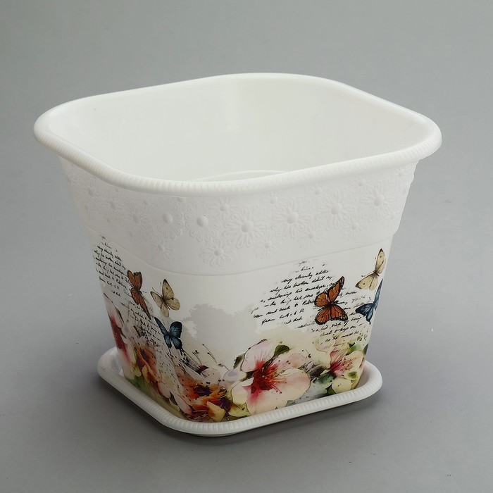 Кашпо с поддоном, квадратное 3 л "Майя"