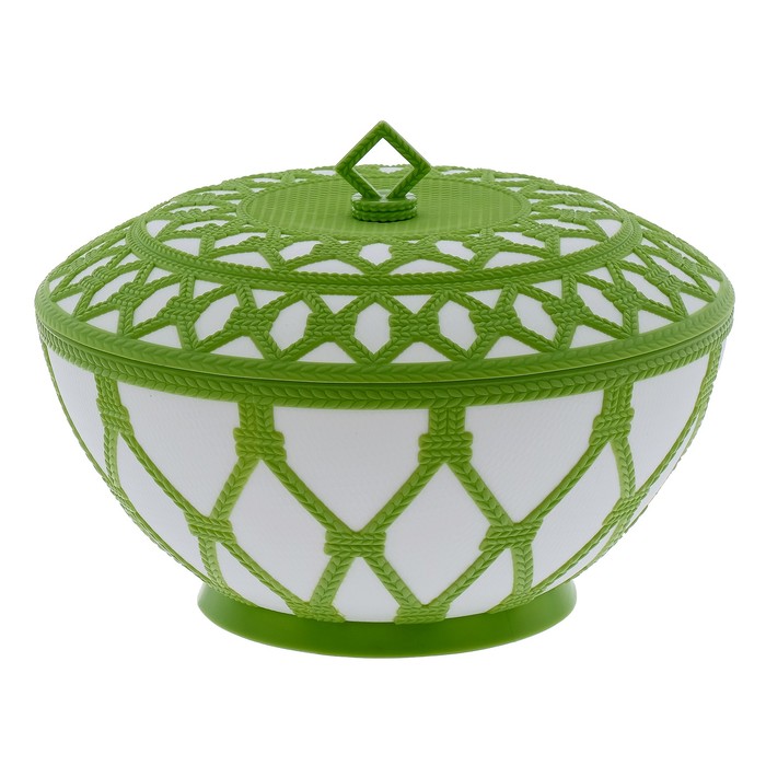 Сухарница 1,7 л "Арабеска" с крышкой, цвет белый/светло-зеленый