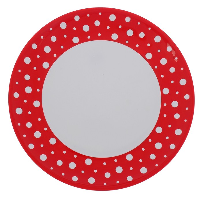 Тарелка d=26 см "Горошек", цвет бело-красный