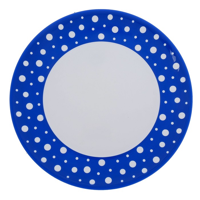 Тарелка 26 см "Горошек", цвет бело-синий